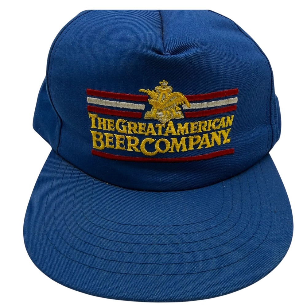 Vintage Stylemaster Great American Beer Company‎ Blue Snapback Hat Made in USA